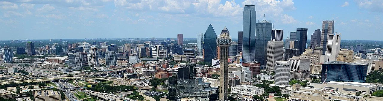 Downtown Dallas skyline — AT&T Stadium hosts 9 World Cup 2026 matches in Arlington