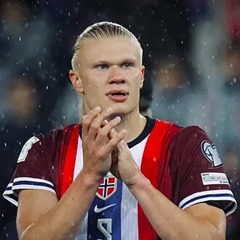 Erling Haaland in Norway national team kit — Manchester City's No. 9 makes his World Cup debut in Group I 2026, ending Norway's 28-year absence since France 1998